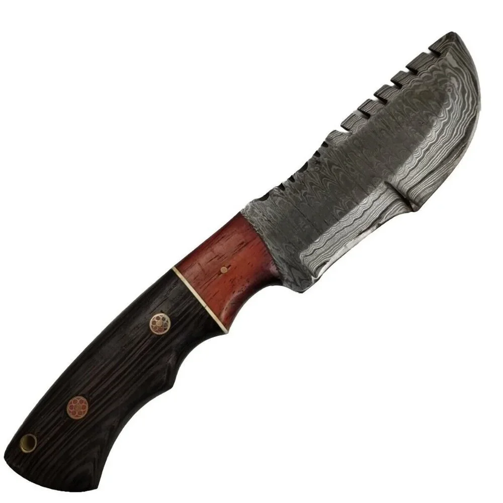 HC-61 HandyCrafts Outdoor Handmade Red Wood Buffalo Horn Tracker Knife W/ Sheath - Picture 2 of 5